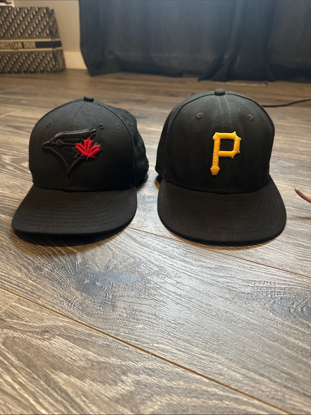 MLB mens Black Baseball Cap with Embroidered Logos